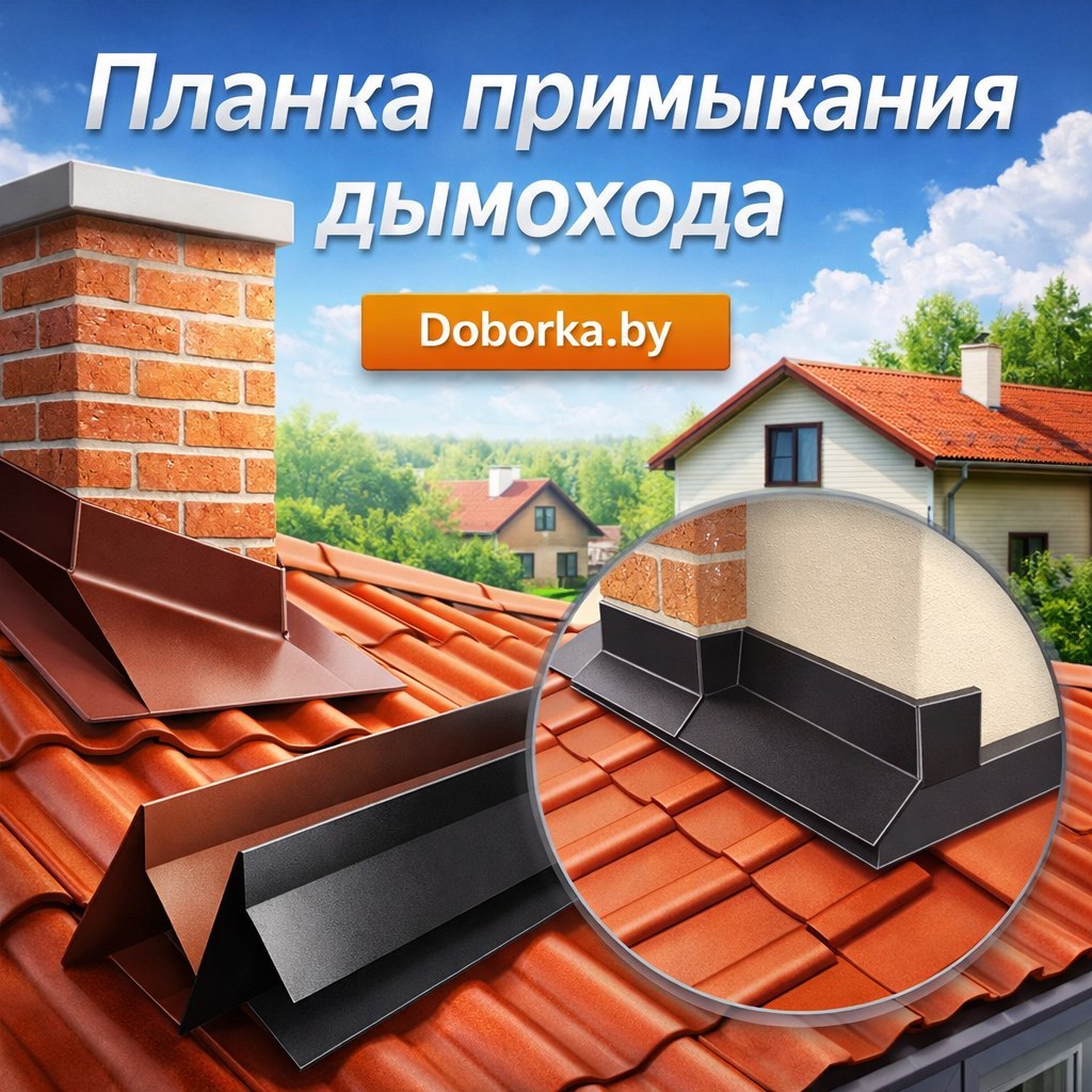 Планка примыкания дымохода (верхняя) для трубы на крыше | Длина до 3.6 м | Doborka.by