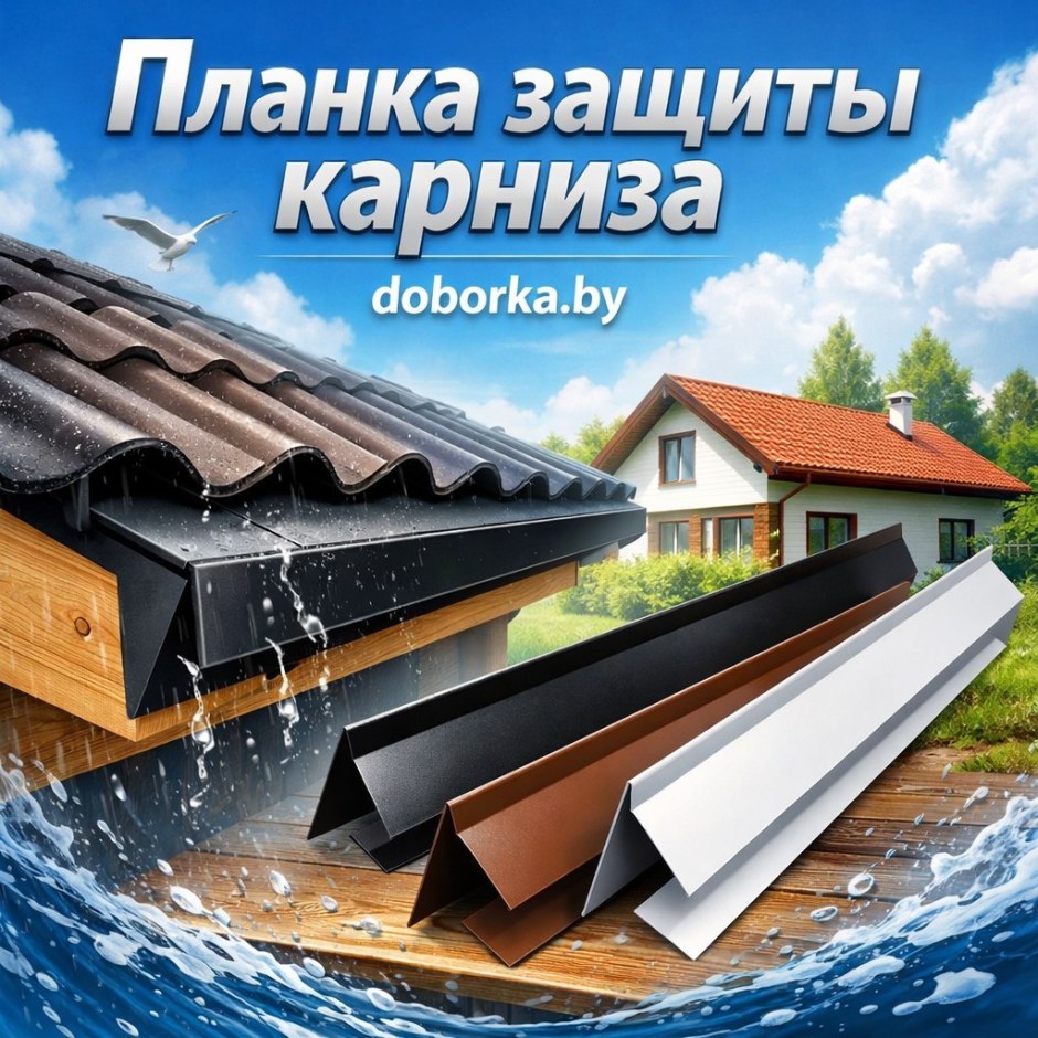 Карнизная планка (капельник) для отвода воды | Длина до 3.6м без стыка | Doborka.by
