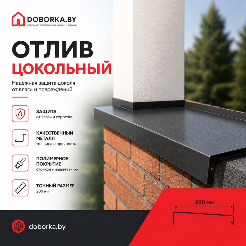 Отлив цокольный: купить в Минске | Защита фундамента от производителя | Doborka.by